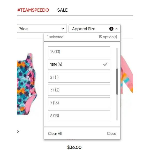 SPEEDO Swimsuit One Piece Floral Print Racerback Bathing Suit Baby 18 Months - Picture 6 of 6